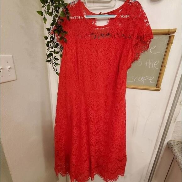 LANE Bryant BarbieCore Back Cutout Lace Fit & Flare Party Cocktail Dress Plus 22 - Picture 3 of 14